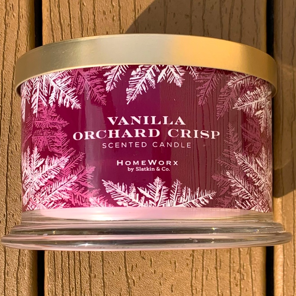 🆕HARRY SLATKIN HOMEWORX “VANILLA ORCHARD CRISP” 4 WICK, 18oz CANDLE —NWT!!!